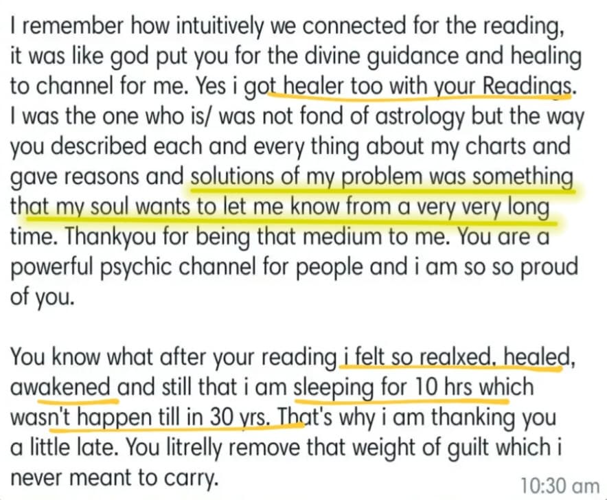 Client testimonial