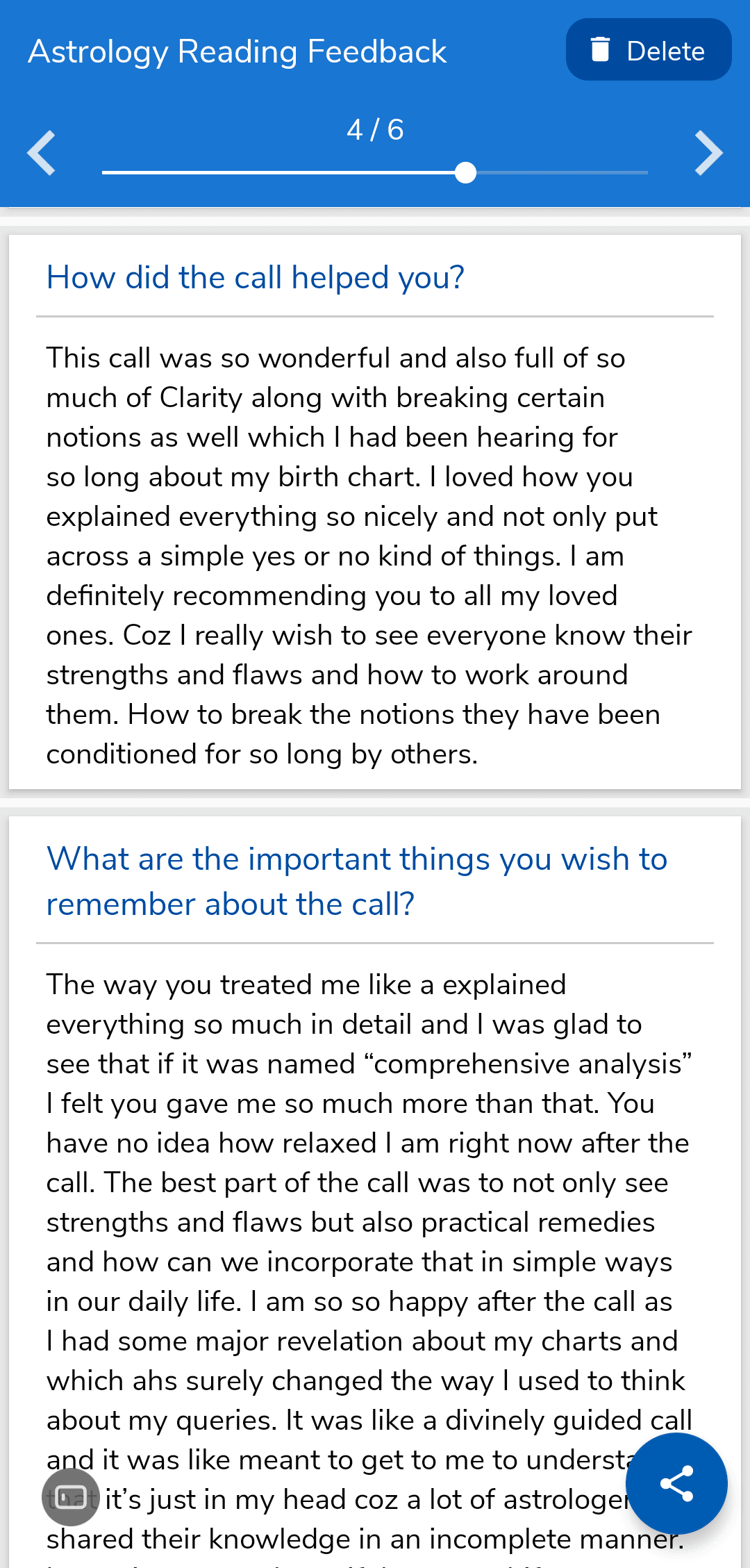 Client testimonial