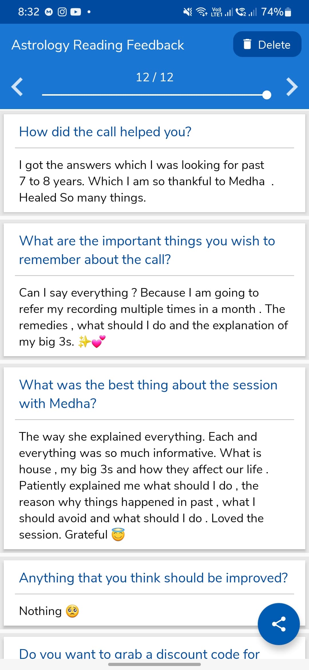 Client testimonial