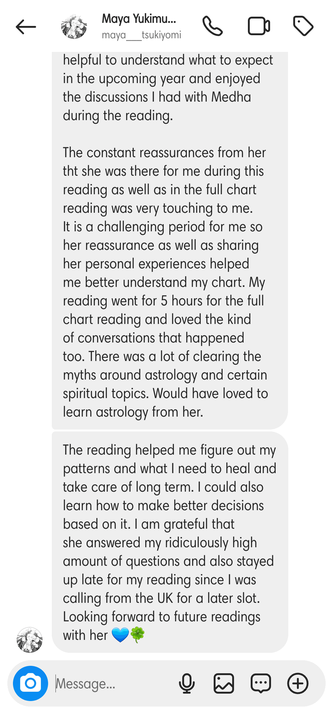 Client testimonial