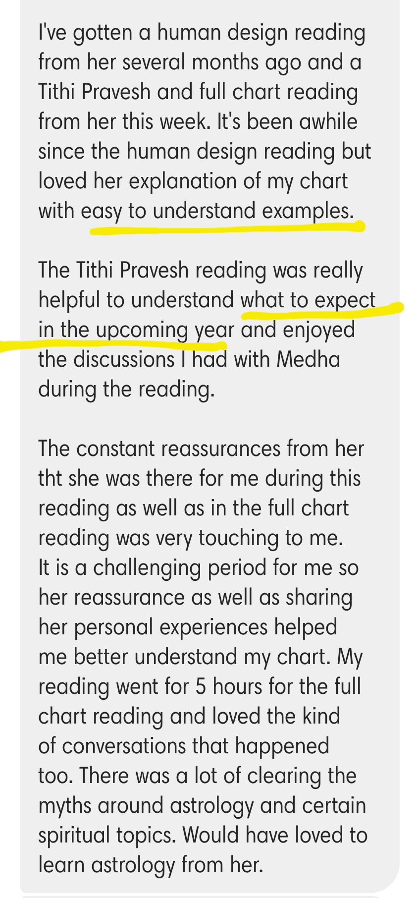 Client testimonial